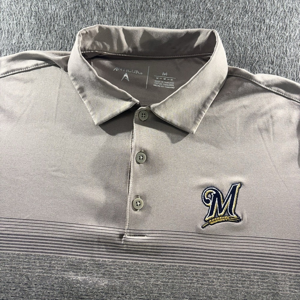 Milwaukee Brewers Polo Shirt Antigua button up Mens M Golf/Casual